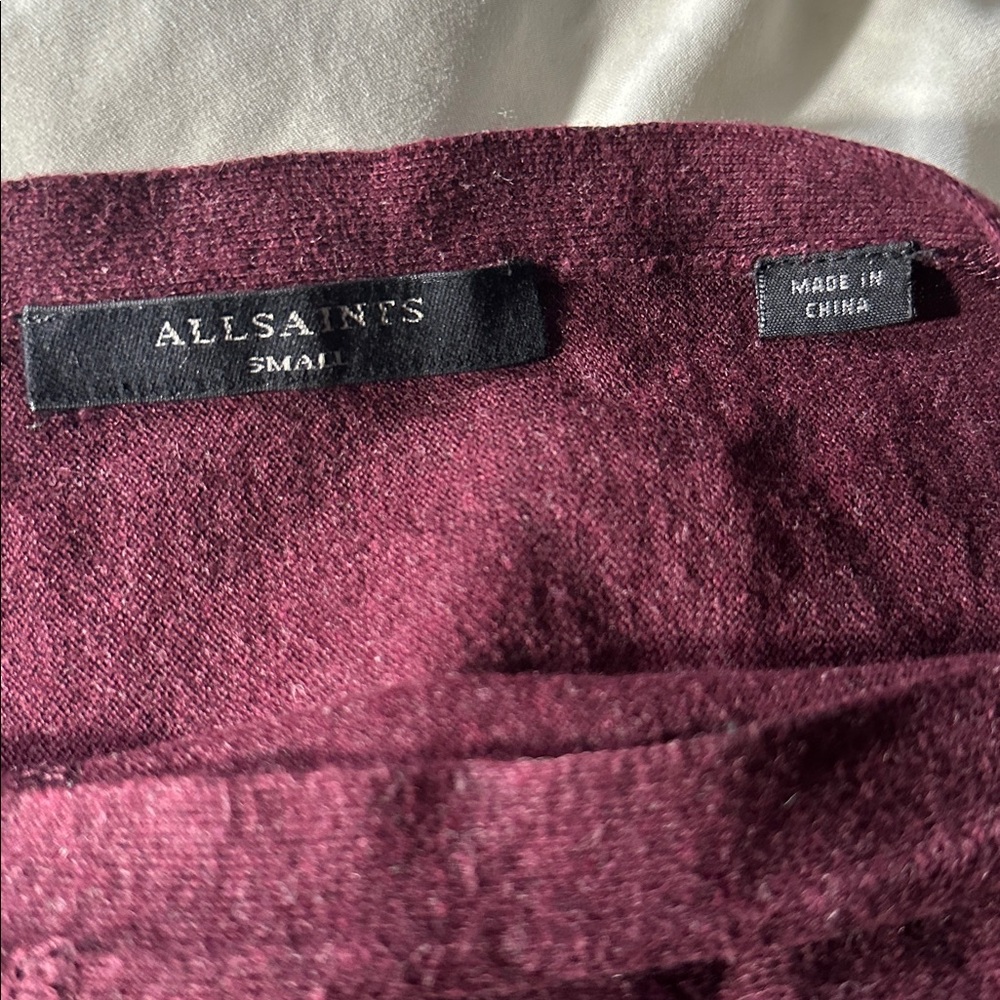 All Saints Off-the-Shoulder Deep Burgundy Sweater - Picture 4 of 4